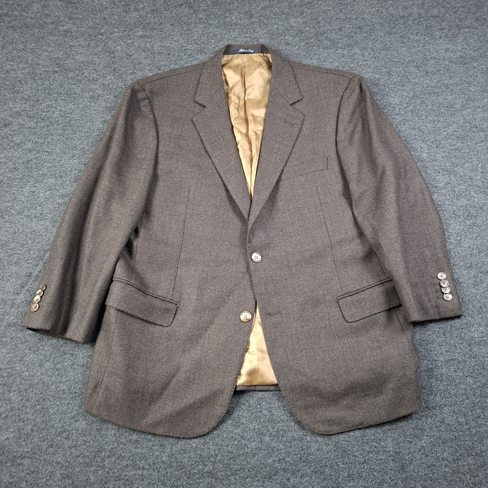 Sartoria Castangia Brown Plaid 2 Button Blazer Wool 40 R Short Sleeves Soft Wool